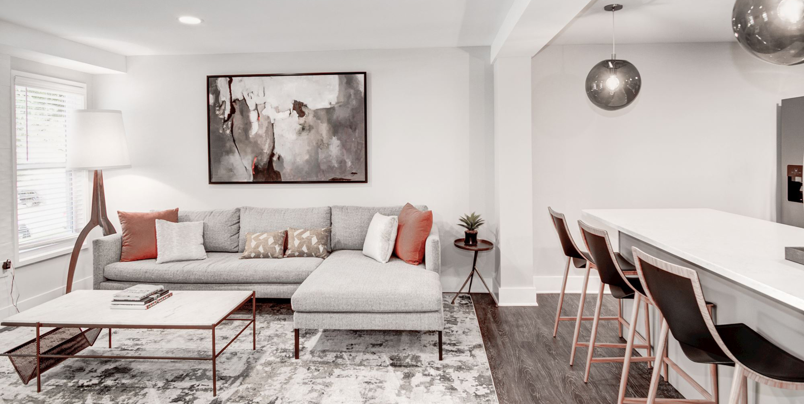 The Hamilton Living room and bar style counter