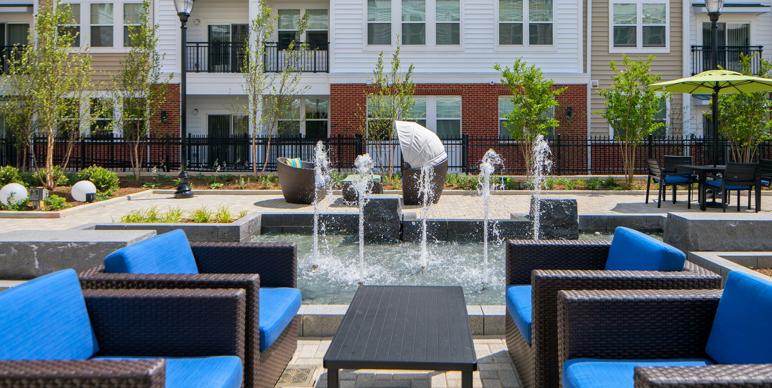 Brompton House outdoor seating and fountain