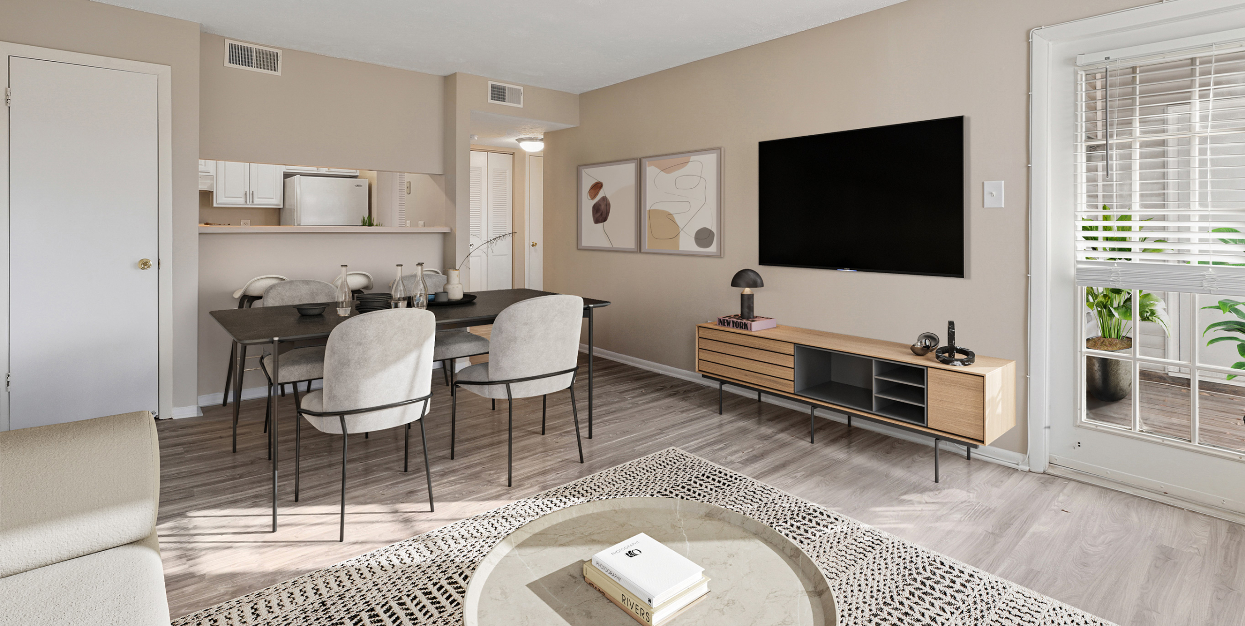 Madison at Eden Brook living and dining area