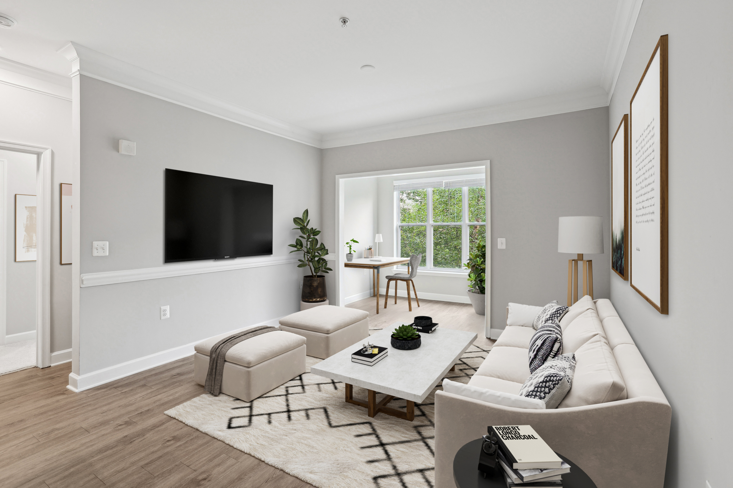 living room with TV and sofa