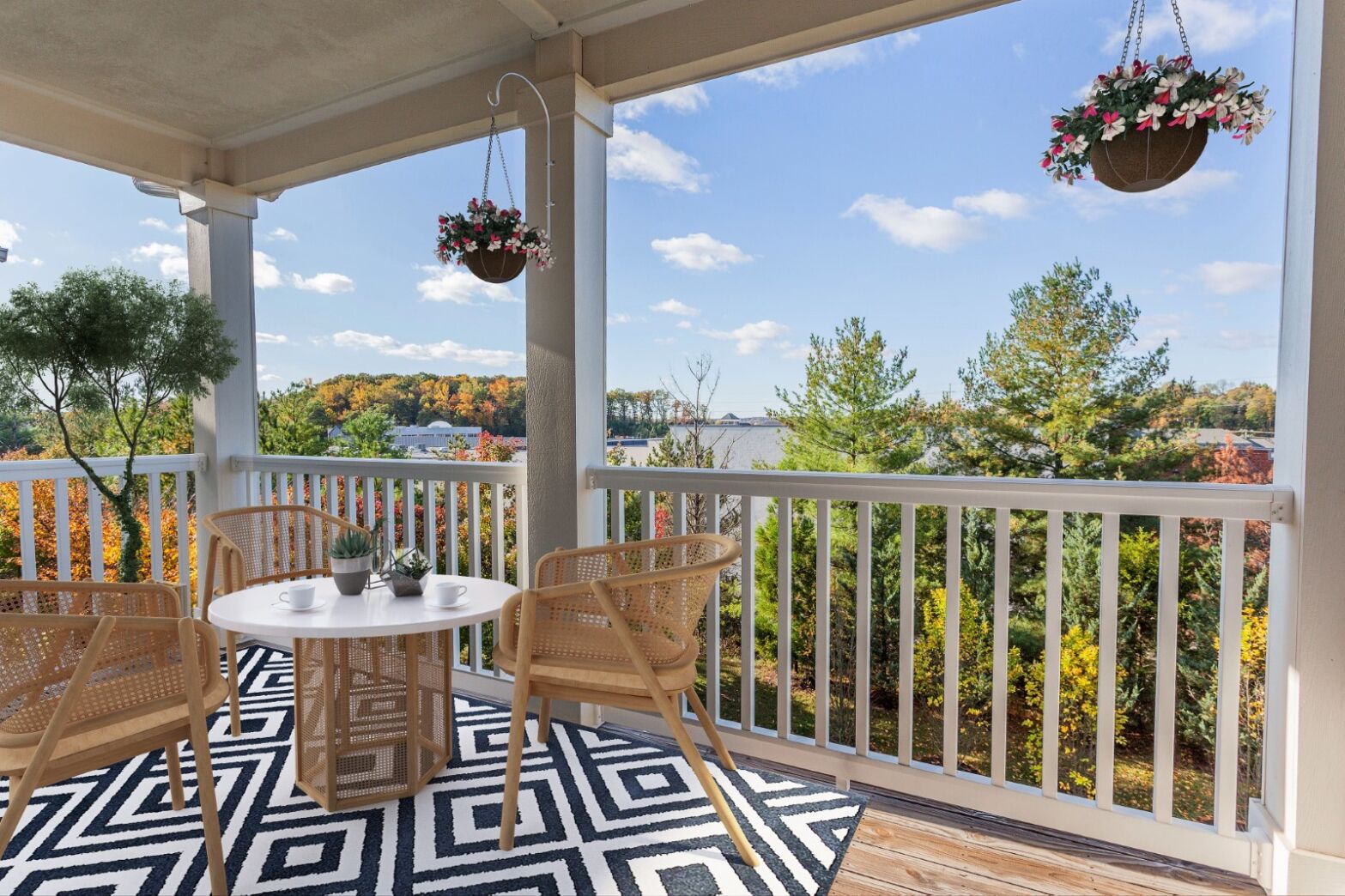 Deck with seating and small table