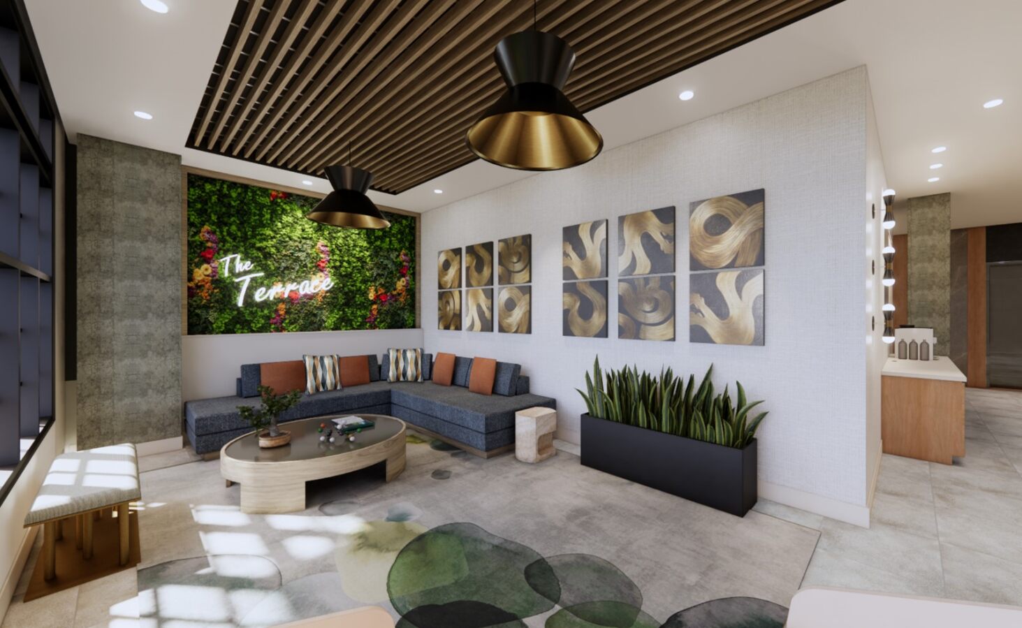 large clubroom with lounge seating